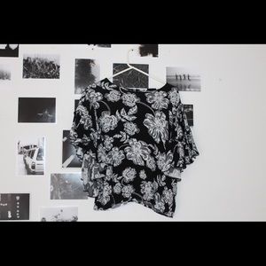 Floral black and white blouse